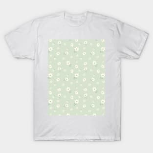 DITSY PRAIRIE VINTAGE RETRO FLORALS AND FLOWERS SAGE GREEN CREAM PASTEL GREEN T-Shirt